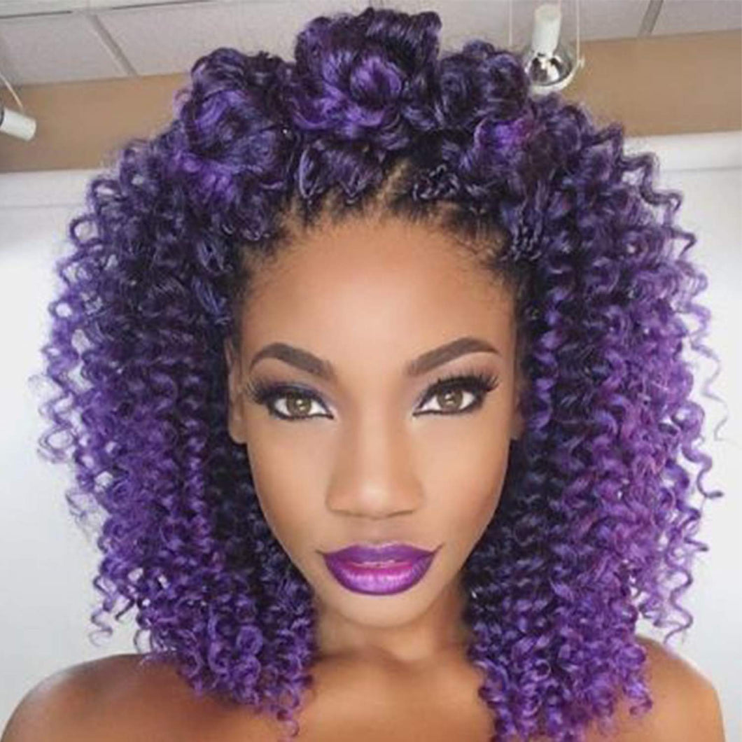 Purple Ombre Kinky Curly Crochet Synthetic Hair Bundles
