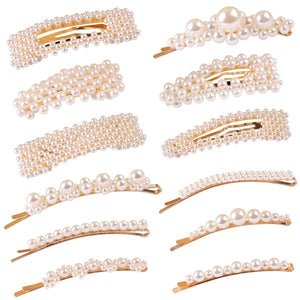 Embellished Handmade Pearls 12 Pcs Hair Clips Fashion Accessories