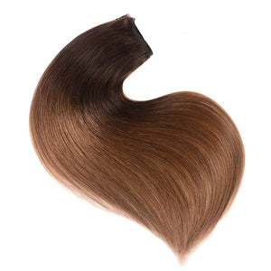 Rebecca 12-20 Inches Medium Brown to Light Auburn Ombre Double Weft  Straight Human Hair Clip-In Extensions