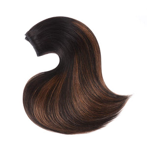 Natasha Black With Brown Highlight Double Weft Straight Human Hair 14- 20 Inches Clip-In Extensions