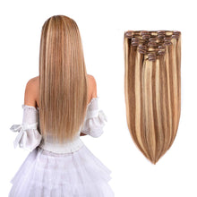 Load image into Gallery viewer, Golden Bleach Blonde Mixed Double Weft Human Hair Clip-In Extensions