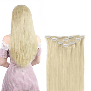 Bleach Blonde Ariel 12-20 Inches Silky Straight Human Hair Clip-In Extensions