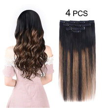 Load image into Gallery viewer, Ombre Chestnut Brown Balayage 12-20 Inches Straight Human Hair Clip-In Extensions