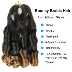 Jasmin T27 French Curls 22" Bouncy 6 Pack Braiding Hair