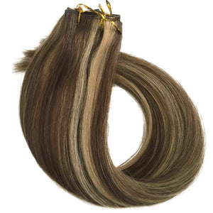 Crystal Brown & Blonde Highlight Human Hair Clip-In Extensions