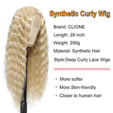 Load image into Gallery viewer, Honey Blonde Crimped &amp; Deep Wavy Synthetic Lace Front Wig