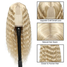 Load image into Gallery viewer, Honey Blonde Crimped &amp; Deep Wavy Synthetic Lace Front Wig
