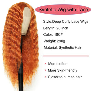 Orange Kacy Curly Synthetic  Lace Front Wig