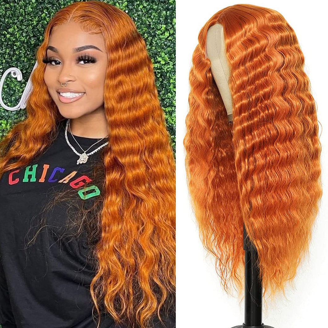 Orange Kacy Curly Synthetic  Lace Front Wig