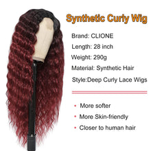 Load image into Gallery viewer, Ava Red Burgundy Curly Synthetic  Lace Front Wig