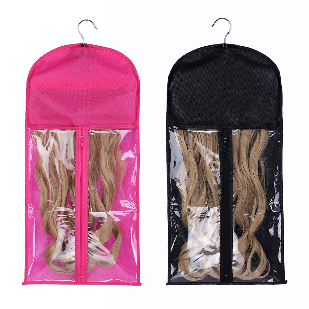 Hair Extension 2 Pcs Portable Storage Wig Bag with Hangers