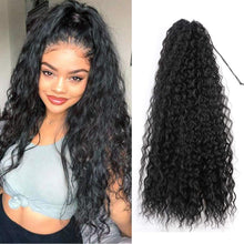 Load image into Gallery viewer, Imani Natural Black 30 Inches Long Kinky Curly Drawstring Ponytail