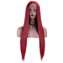 Load image into Gallery viewer, Lovely Red Synthetic Lace Front Straight 30&quot; Wig