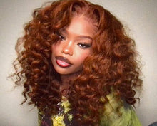 Load image into Gallery viewer, Ginger Short Curly Human Hair Blend Lace Front Wig