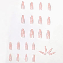 Load image into Gallery viewer, Pink Swirls Coffin Shape 24 Pcs Long Press-On Nails