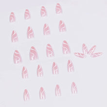 Load image into Gallery viewer, Glossy Pink  Almond Shape Swirls Design 24 Pcs Press-On Nails