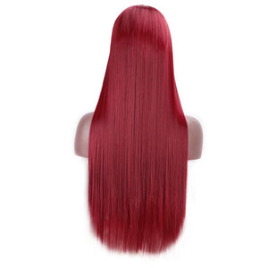 Lovely Red Synthetic Lace Front Straight 30" Wig