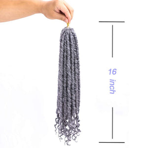 Grey Goddess 20-24 Inches Faux Locs Straight with Curly Ends Synthetic Hair