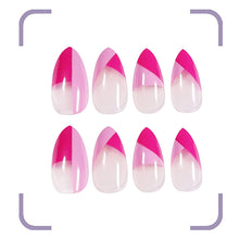 Load image into Gallery viewer, Pink &amp; Red Almond Shape Abstract Design 24 Pcs Press-On Nails