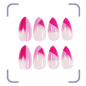 Pink & Red Almond Shape Abstract Design 24 Pcs Press-On Nails