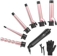 Load image into Gallery viewer, Rose Gold Professional 6-IN-1 Curling Wand Set