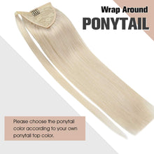 Load image into Gallery viewer, Ashley Platinum Blonde Human Hair Wrap Around 14-24&quot; Ponytail Extension