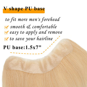 Men's Suave Blonde Human Hair V-Shape Topper Hairpiece Toupee
