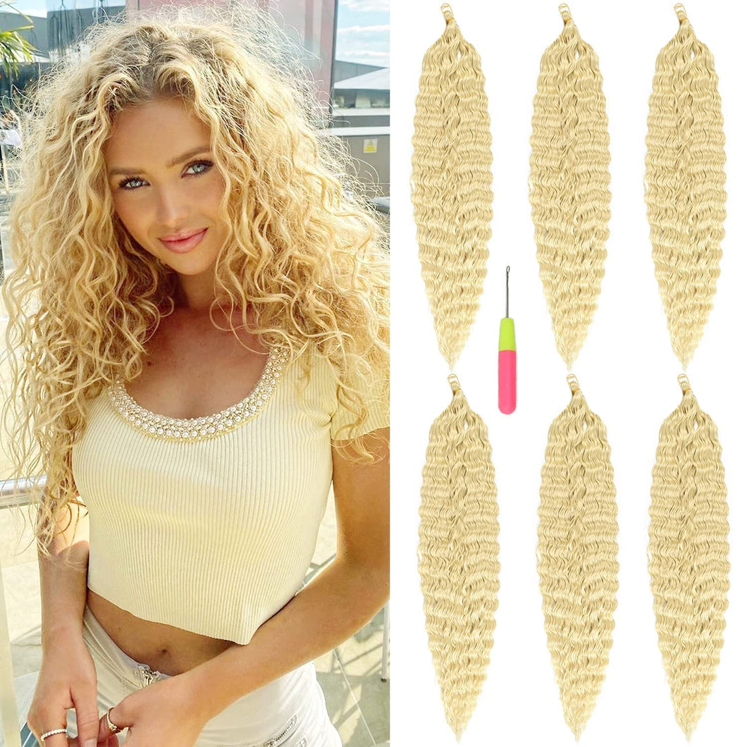 Summer Bleach Blonde Wavy Crochet Synthetic Braiding Extension