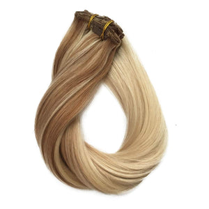 Halle Blonde Ombre Silky Straight Human Hair Clip-In Extensions