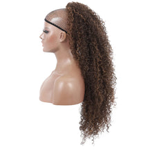 Load image into Gallery viewer, Isabella Curly 27&quot; Brown w/ Highlights Synthetic Drawstring Ponytail Extension