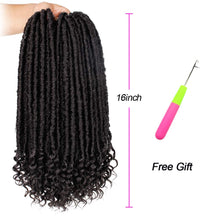 Load image into Gallery viewer, Goddess 1B 16 Inches Faux Locs Straight with Curly Ends Synthetic Hair