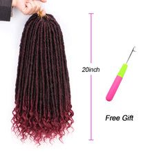 Load image into Gallery viewer, Burgundy Goddess 16 - 20 Inches Faux Locs Straight with Curly Ends Synthetic Hair