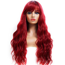 Load image into Gallery viewer, Chloe Red Hot Loose Waves Synthetic Bang Wig