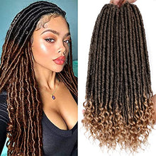 Load image into Gallery viewer, Ombre Strawberry Blonde Goddess 16 - 20 Inches Faux Locs Straight with Curly Ends Synthetic Hair