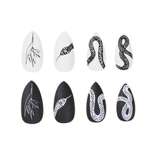Load image into Gallery viewer, Black &amp; White Snake Two-Tone 24 Pcs Coffin Shape Long Press-On Nails