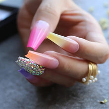Load image into Gallery viewer, Rainbow 24 Pcs Coffin Shape Long Press-On Nails With Rhinestones