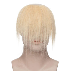 Men's Suave Blonde Human Hair V-Shape Topper Hairpiece Toupee