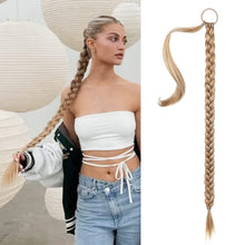 Load image into Gallery viewer, Golden Blonde Highlights Wrap Around Braided Ponytail Extension