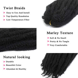 Stella 1B 24" Afro Kinky Curly Marley Braids Hair Extension