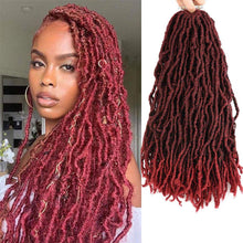 Load image into Gallery viewer, Jalisa Soft Curly Burgundy Faux Locs Crochet Synthetic Hair