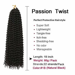 Medium 1B Passion Twist Water Wave Crochet Hair