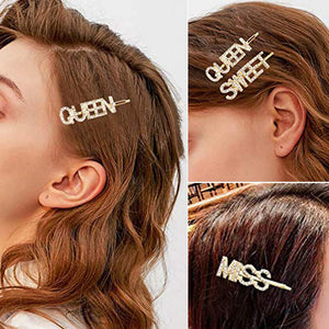 Rose Gold Rhinestone Love 6 Pcs Metal Hair Clips