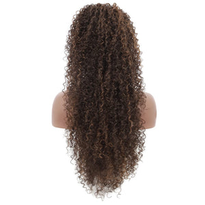 Isabella Kinky Curly 27" Brown w/ Highlights Synthetic Drawstring Ponytail Extension