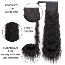 Load image into Gallery viewer, Lady Lush Black 22 Inch Beach Wave Synthetic Wrap Around Ponytail
