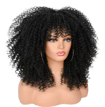 Load image into Gallery viewer, Angela Curly Jet Black 4C Synthetic Wig With Bangs