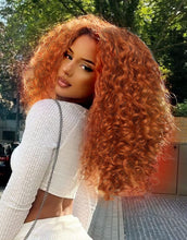 Load image into Gallery viewer, Ginger Curly Lace Front 16 Inch Human Hair Blend Wig