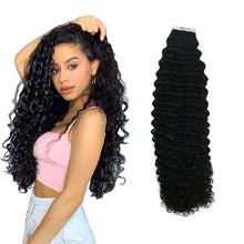 Load image into Gallery viewer, Jessica Kinky Curly Jet Black 14-28 Inches Tape in Human Hair Extension