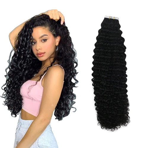 Rosa Curly Water Wave 14-28 Inches Tape in Human Hair Extension