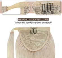 Load image into Gallery viewer, Ashley Platinum Blonde Human Hair Wrap Around 14-24&quot; Ponytail Extension