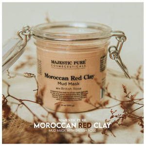 Moroccan Red Clay Facial Mud Mask with British Rose Moisturizer & Cleanser